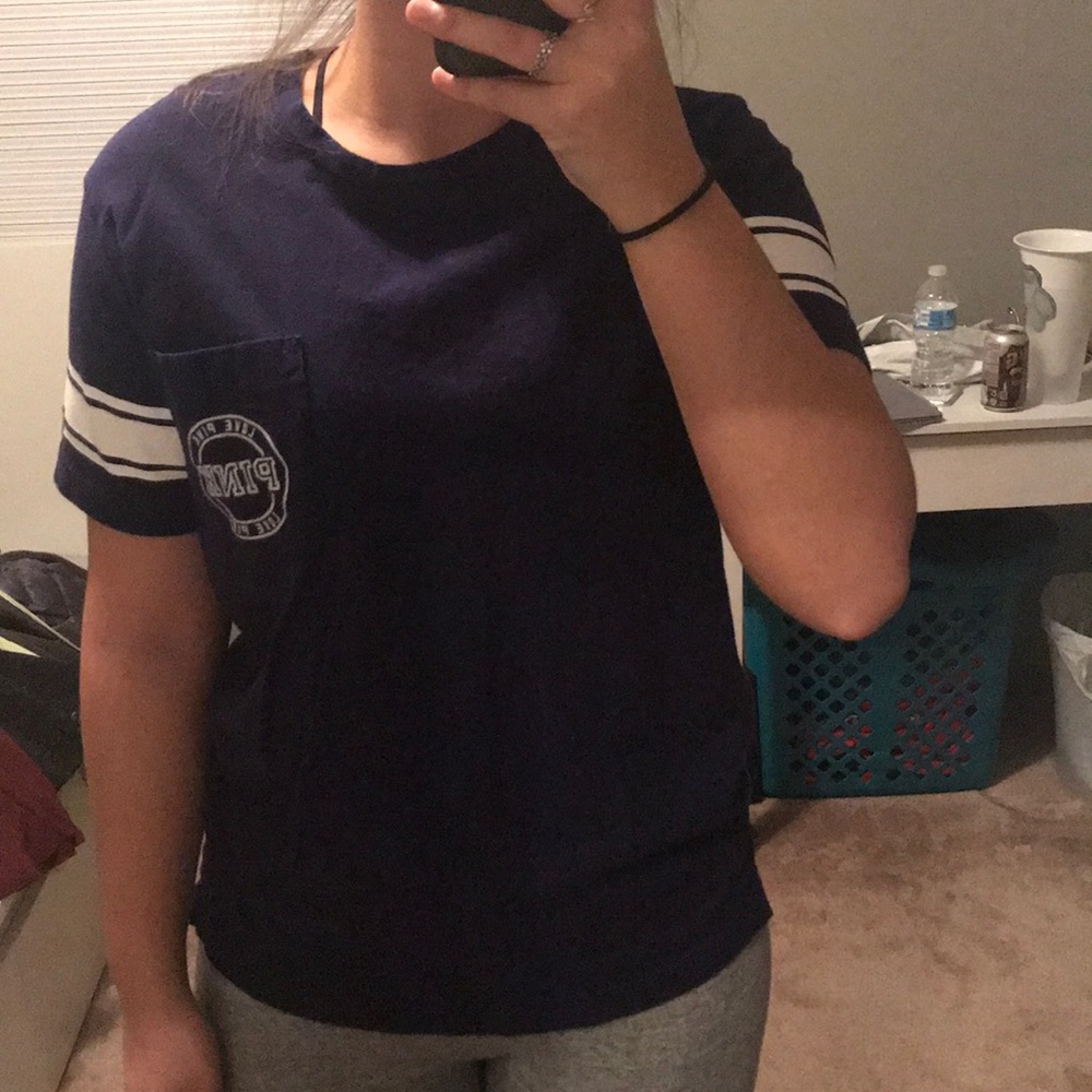 Navy blue PINK short sleeve shirt